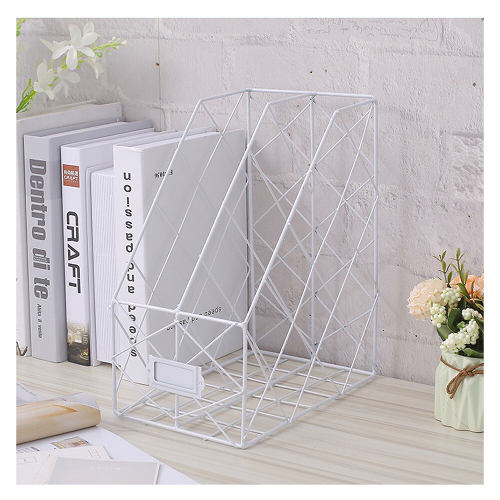 Book File Stand Iron Desktop Multi-layerBook File Stand Magazine Rack Cosmetic Storage Rack DU55: B