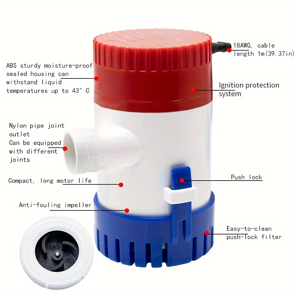 1pc rv water supply pumps, 750/1100 gph bilge pumps, 12v submersible dc water pumps, yacht pumps