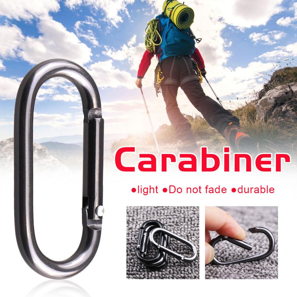 5/10/20pcs oval stainless steel spring hook carabiner quick link lock loop hook keychain rock climbing safety buckle equipment
