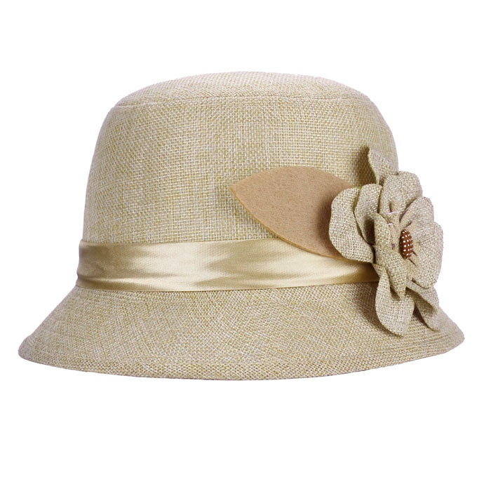 Women Flax Flower Hat Bowler Billycock Cap Vintage Retro Bowler Caps Princess Caps Chapeau Femme Hat Cap For Woman #T1P: Khaki  