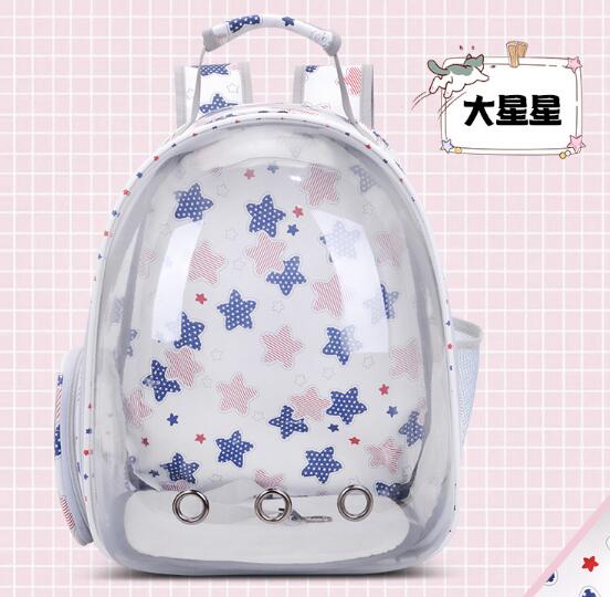 Star-Bolsa de transporte portátil para mascotas, bolso de mano transpirable con de cápsula espacial transparente, impermeable, mochila de viaje para exteriores, perros pequeños: White big star