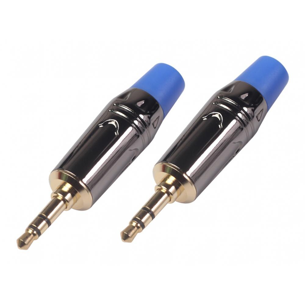 2 Stuks 3.5Mm Stereo Stekker Headset Audio Adapter W/Staart Plug Blue