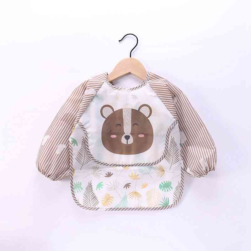 Imperméable bébé bavoirs avec poche mignon dessin animé enfant en bas âge filles garçons bavoir enfants manger dessin à manches longues tablier: bear