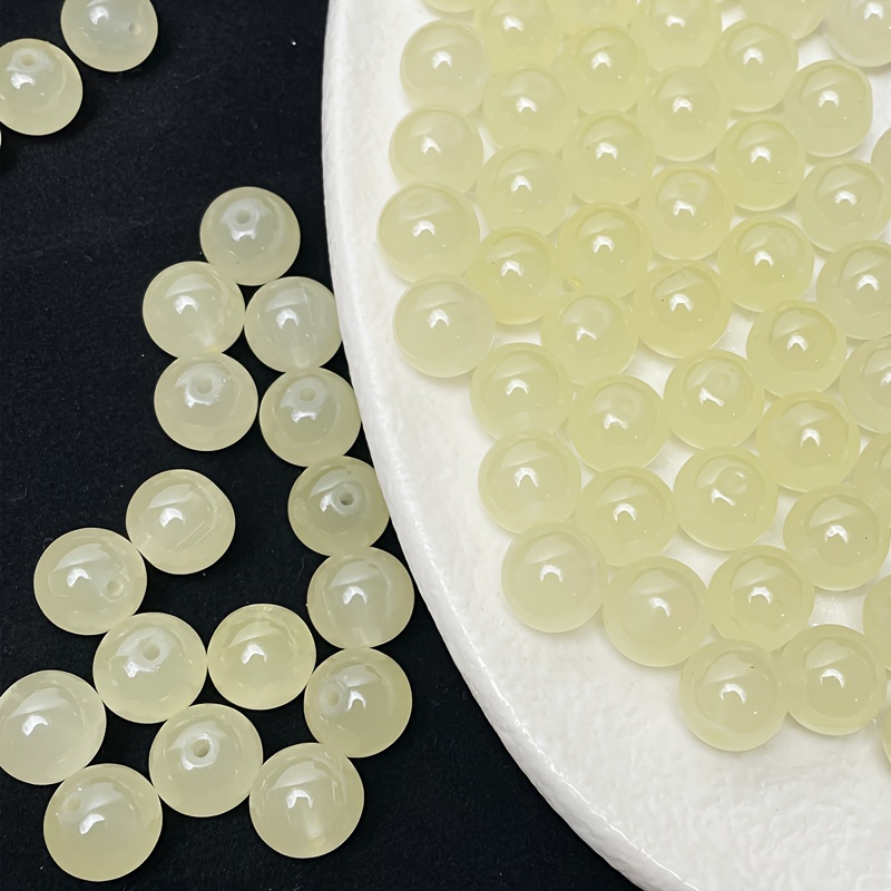 50pcs/8mm Solid Color Glass Beads, Beading & Jewelry Making Essentials Colorful, , Trendy DIY Craft Supplies for Handmade: Yellow