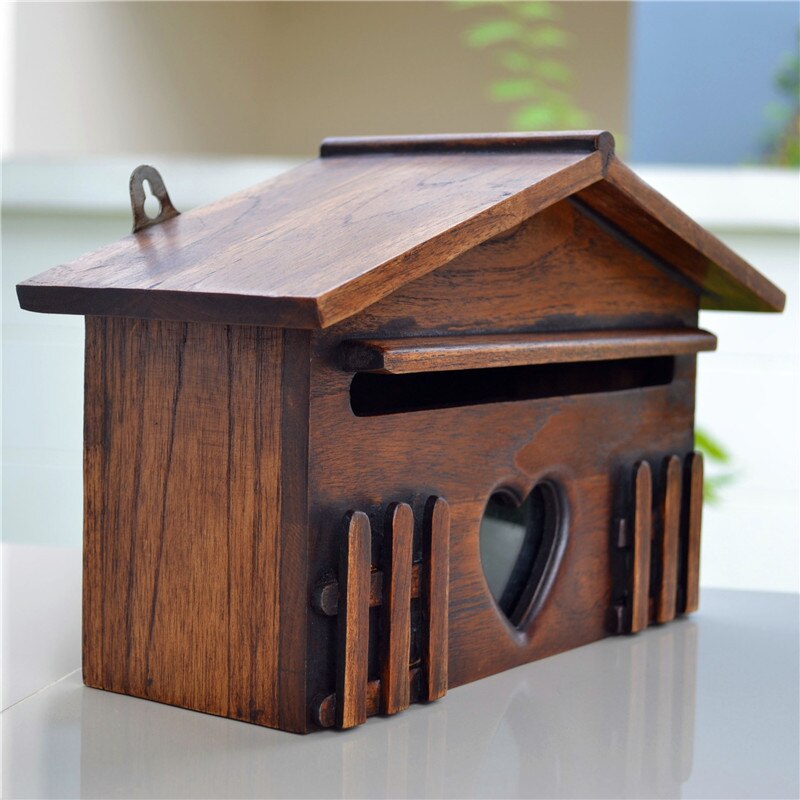 1PC Wooden Mailbox Outdoor Post Box Rainproof Suggestion Box Wall Mounted Letter Box For Home Company Garden Decor: Default Title