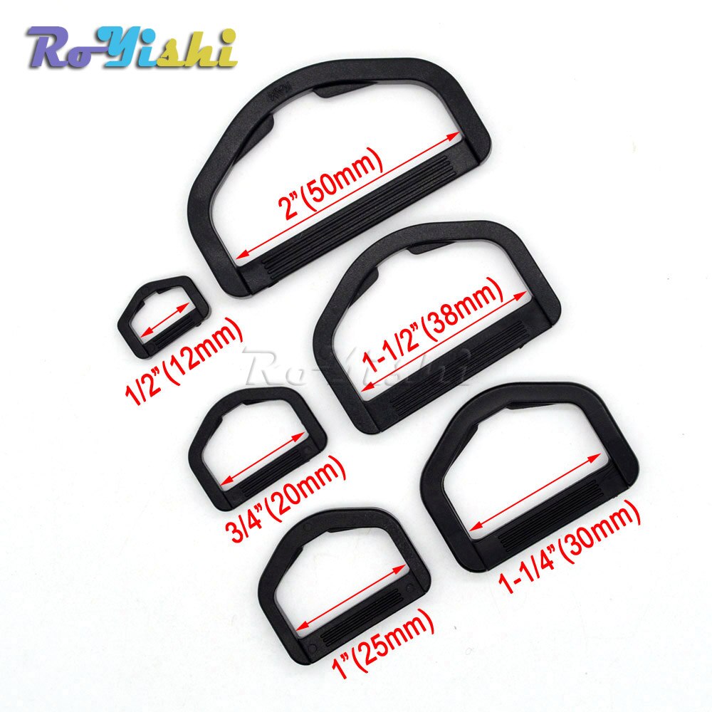 10pcs/pack Plastic D-Ring Webbing Strapping Leather Bag Shirt Craft Black