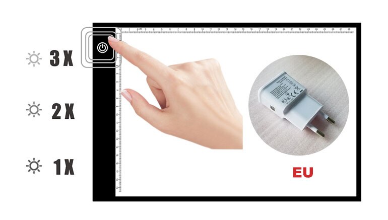 Elice 1 Set A4 Super Dunne Mini Digitale Tekening Tablet Groter Schakelaar Symbool Led Verlichten Tracing Light Tafel Voor: 3 Level adjust -EU