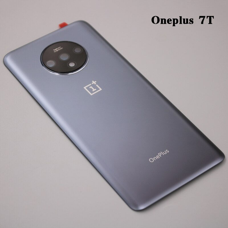 Oneplus – boîtier de batterie pour Oneplus 7 7T Pro 1 + 7T Pro, couvercle arrière en verre avec objectif d&#39;appareil photo et autocollant: 7T Matte Black