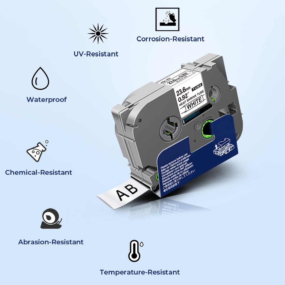 24mm hse 251 labels voor brother krimpkouslabel hse 251 hse -251 tze tape kabellabeling voor brother p touch labelmaker