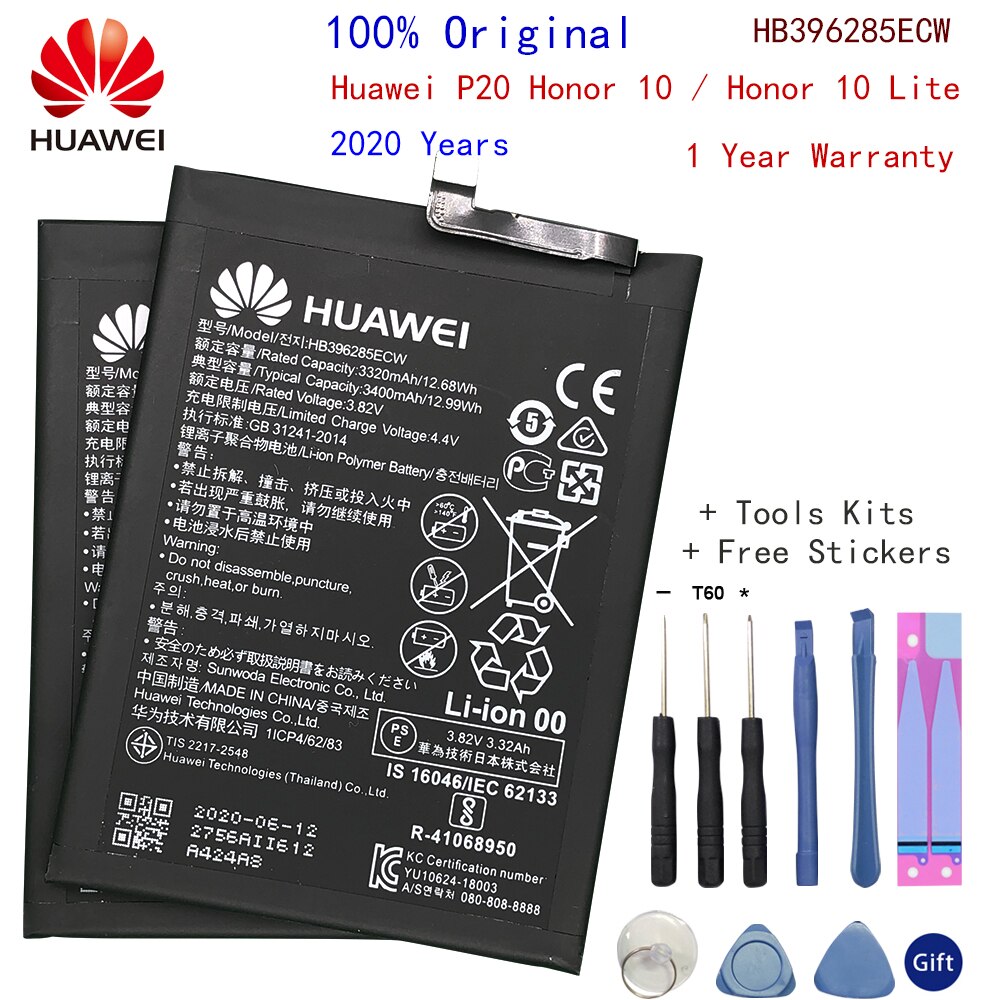 Huawei Mate 8 9 10 10 Lite 10/10 Pro P20 P10 plus honor 8 9 10 9i 10 Lite V9 Nova 2 3 4 2i Honor 6C 5A 7A 8A Batteria Originale: HB396285ECW