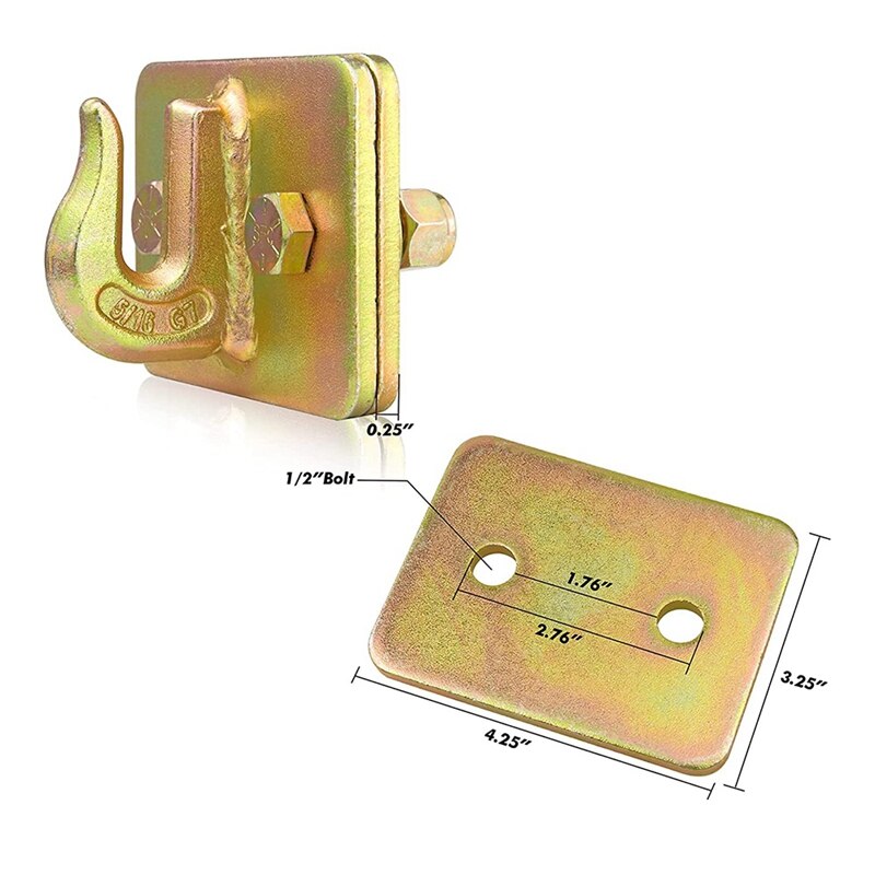 New5/16Inch Welded Trailer Hook with Support Plate Grappling Hook 70 Grade Towing Hook for Buckets Tractor RV, UTV, Trucks