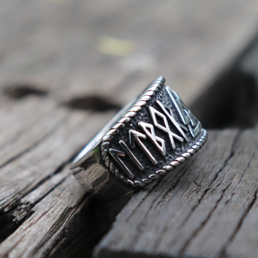 Vintage viking odin runer ring mens 316l rustfritt stål ring norrøne amulett smykker