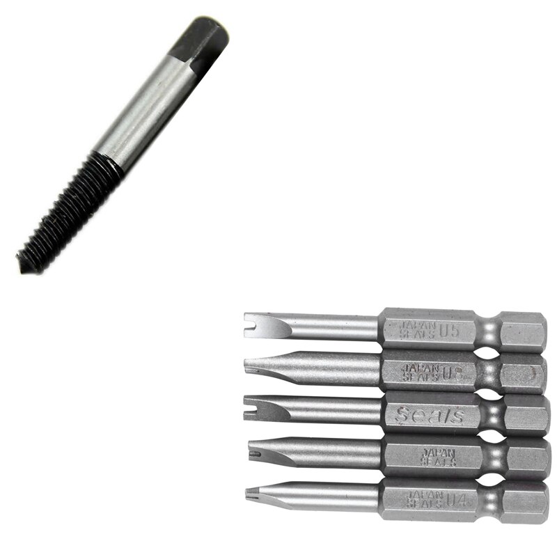 5Pc Screw Extractor Out Remover Set 3Mm- 18Mm With 5Pcs Set Security Bit Set Tamper Proof Screwdriver Drill Bit