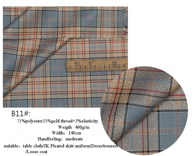 145 cmx 50cm polyester bomuld twill check klud garn farvet skotsk plaid stof til tøj tøjposer jk plisseret nederdel ensartet: B11