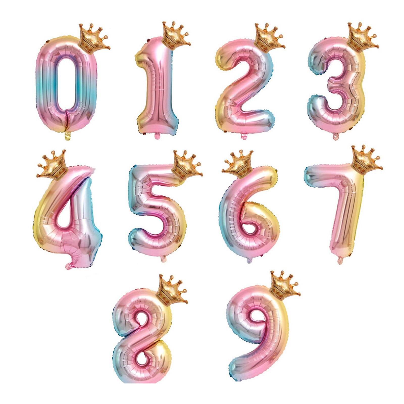 Digital Crown Number Balloon 32" Party Decoration Wedding Decor Self sealing