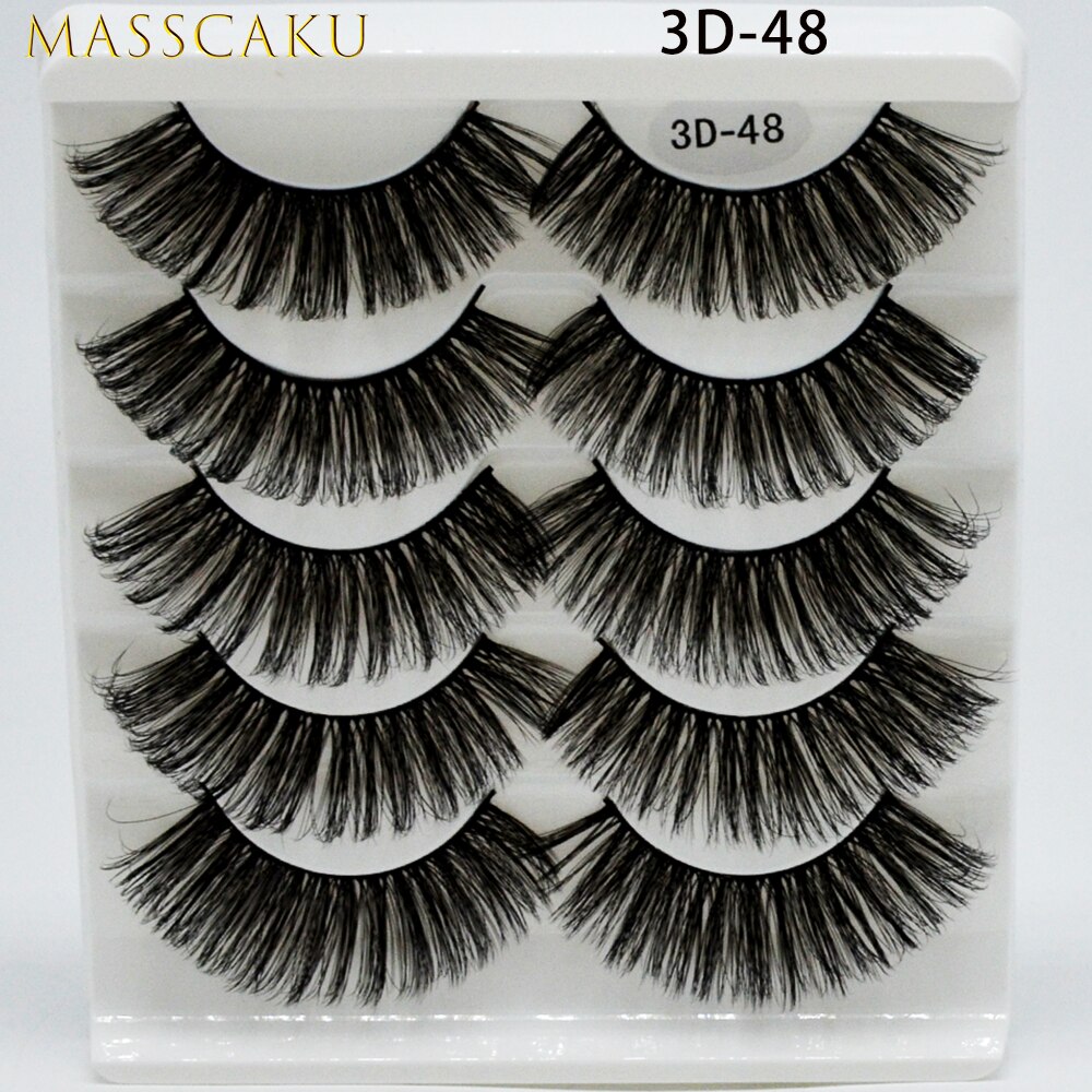Masscaku 5 par mink fransar faux ögonfransar mink lösögonfransar dramatisk volym fransar fransförlängning makeup kit cilios