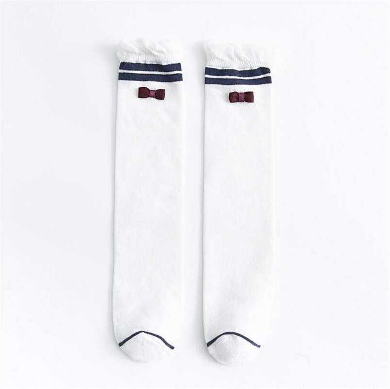 Kids Sokken Peuters Meisjes Kleine Strik Side Knie Hoge Lange Zachte Katoen Kant Baby Been Warmers Kniekousen Meisje 3-12T: a / 8 to 12t