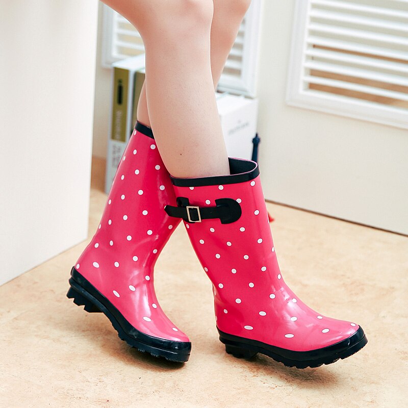 Swyivy regnstøvler kvinde gummisko efterår vinter kvindelig blomst vandtætte regnstøvler behagelige mellemhøje regnstøvler