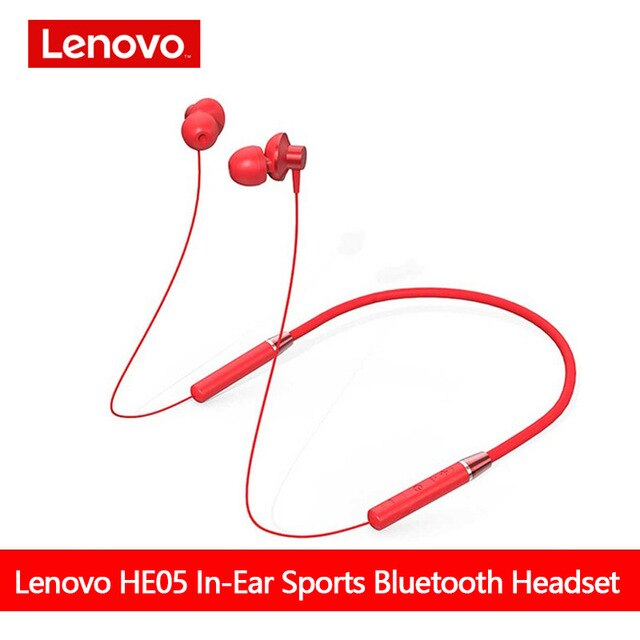 Lenovo Earphones Bluetooth Wireless Stereo Sports IPX5 Waterproof Sport Earbud Headset Noise Reduction Magnetic Runing Headset: red