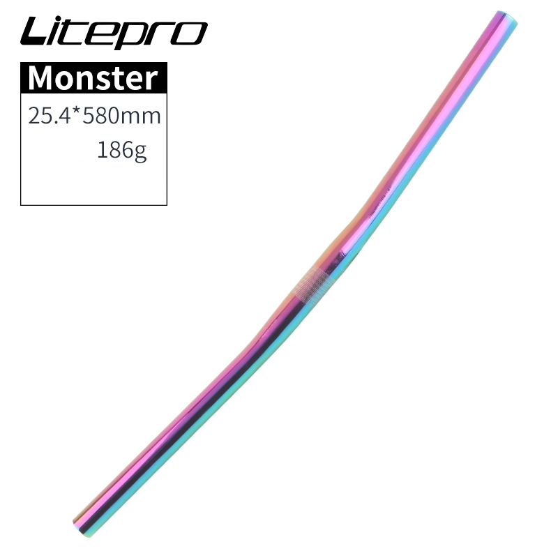 Litepro Flat Bar Spirit Urban MTB Fixie Bike 25.4*580mm Handlebar Folding Monster Horizontal Bicycle Parts: Monster Color 580mm
