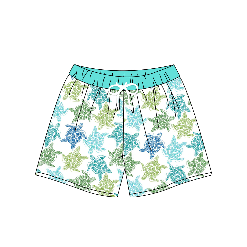 Pantaloncini da nuoto per ragazzi con motivo a tartaruga con cintura elastica verde: 2T