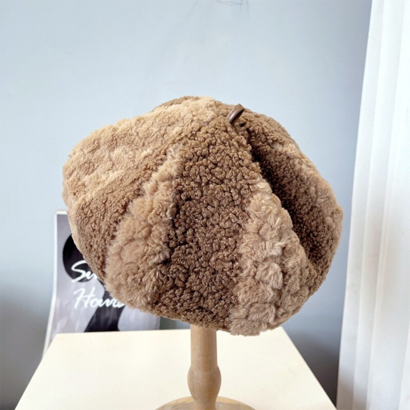 Chapeau de peintre , béret à couleurs bloquantes, petit chapeau octogonal pour l&#39;hiver, vêtements quotidiens, marche de chien