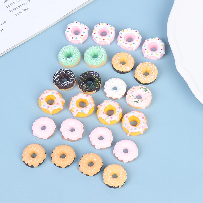 10Pc Leuke Mini Candy Donut Pop Voedsel Pretend Play Poppenhuis Miniatuur Thuis Craft