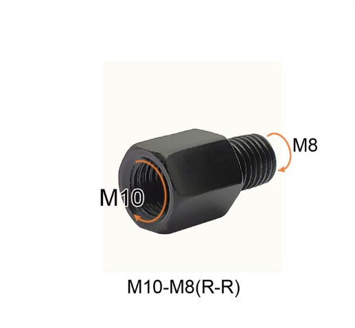 Motorcycle Scooter Black Mirror Adapter M10 M8 10MM 8MM Rearview Mirrors Adapters Right Left Hand Thread Conversion Bolt Screws: M10-M8(R-R)