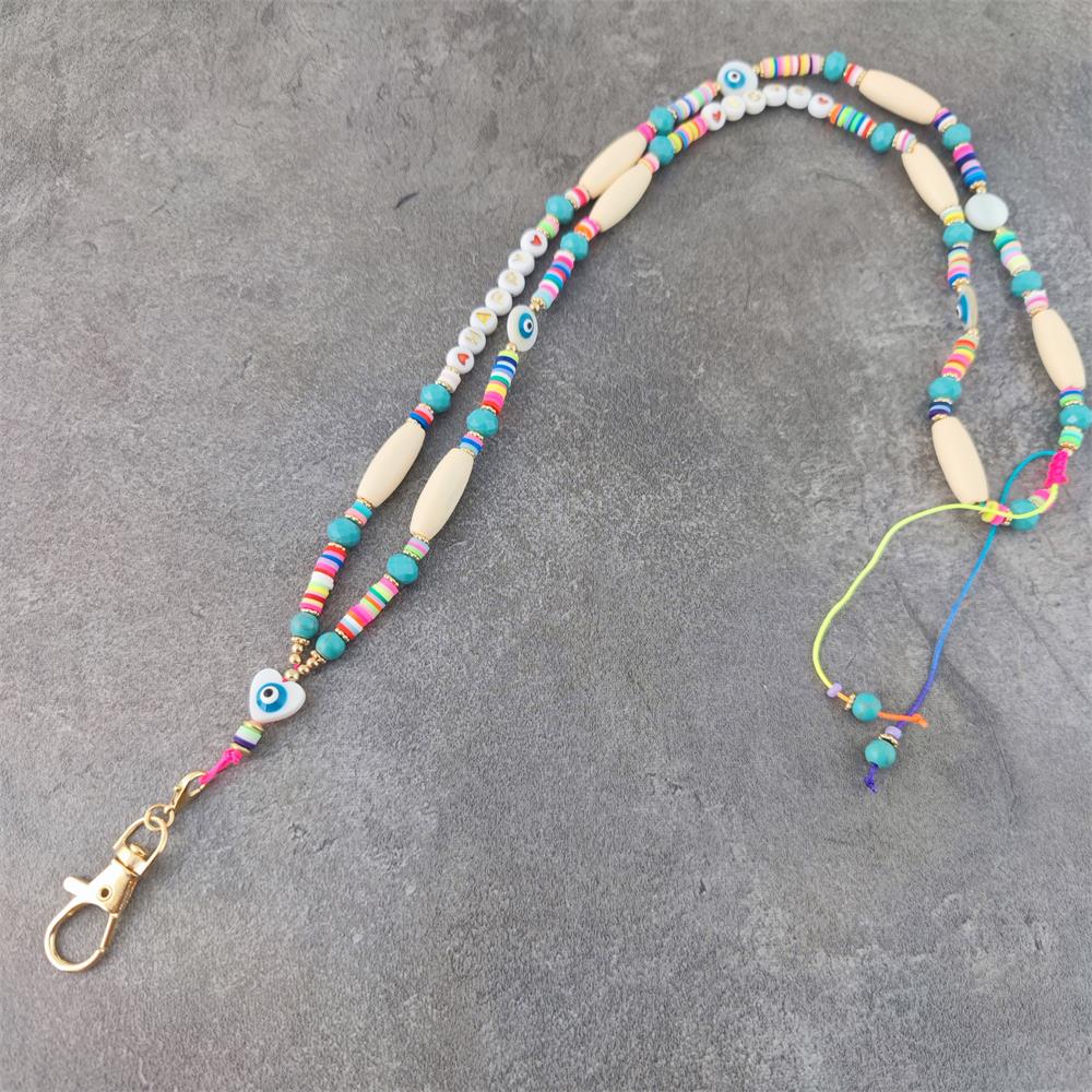 Boho Lanyard Helmillä - ID-korttiteline - Kesäranta Kaulakoru Tarvike: Harmaa