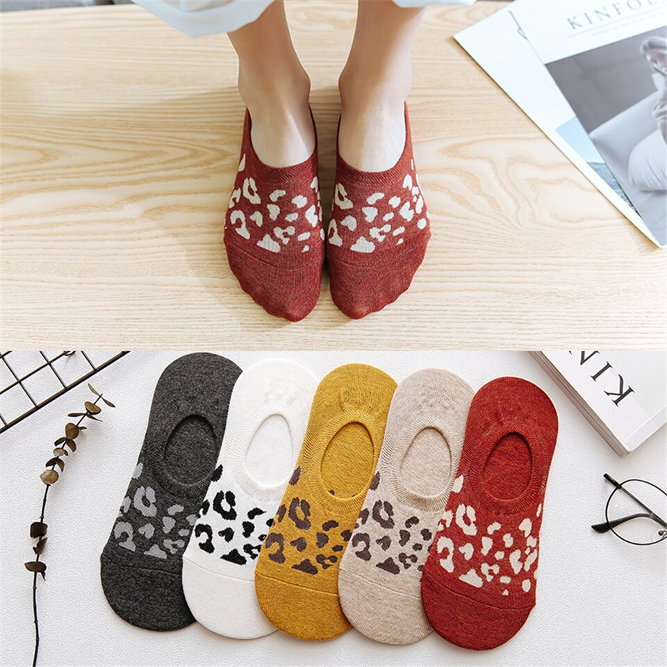 5Pcs Sokken Vrouwelijke Onzichtbare Zomer Non-Slip Comfortabele Ademend Katoen Slipper Kleur Boot Sokken Vrouwen Siliconen