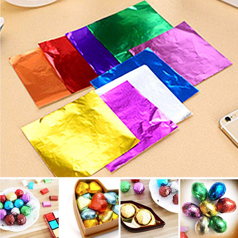 100 Stck/viel Krepp Papier Blätter Süssigkeit Zucker Schokolade Süßwaren Süßwaren Platz Folie Verpackung Paket Weihnachten Baum Pack