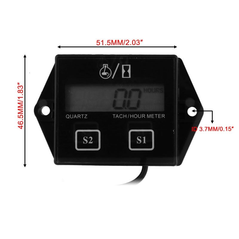 Digital RPM Tach Hour Meter Tachometer Gauge for Motorcycle Dirt Bike 2/4 Stroke Engines
