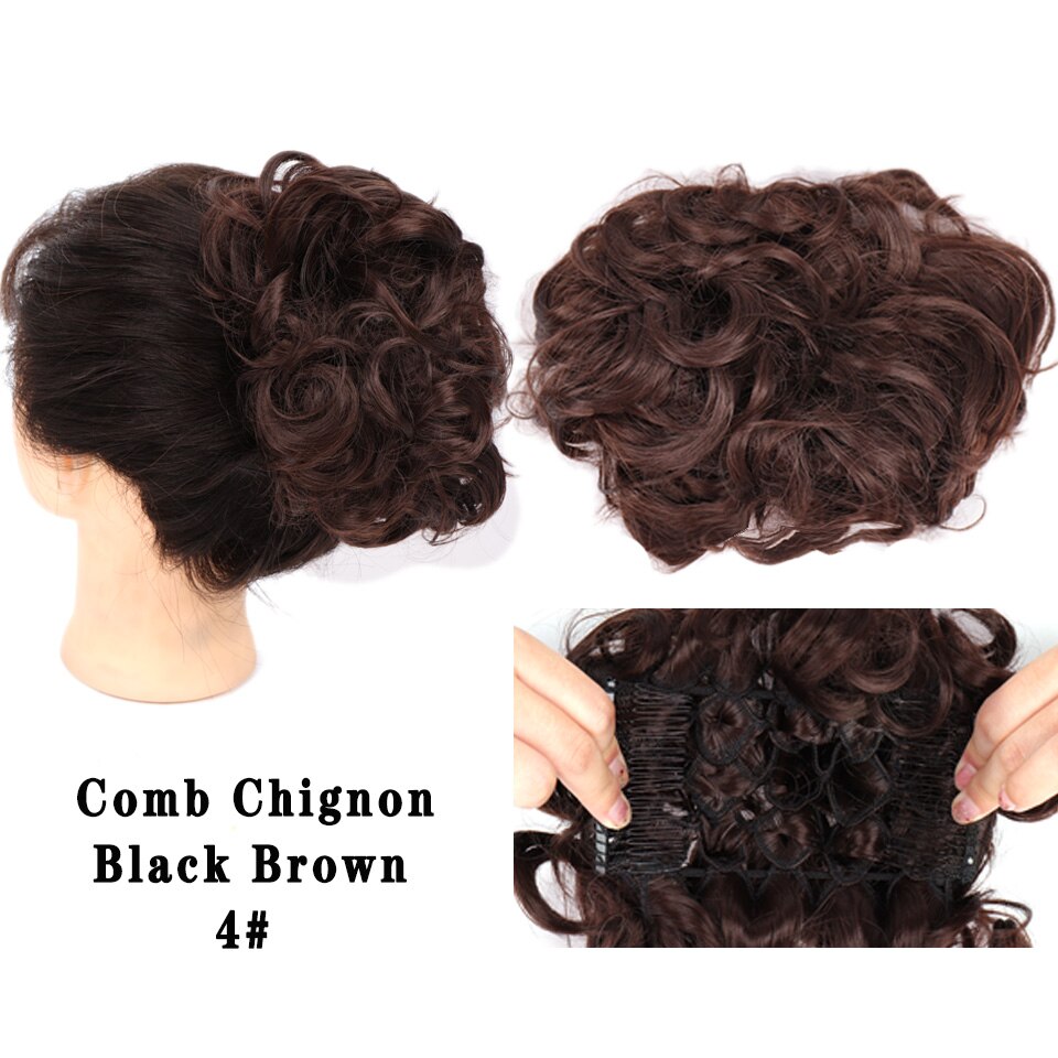 LUPU Synthetische Haarknoten Kamm Clip in Lockige Chignon Haarnadel Synthetische Falsche Haar Schwanz Erweiterung Haar Stück Für Frauen: 4