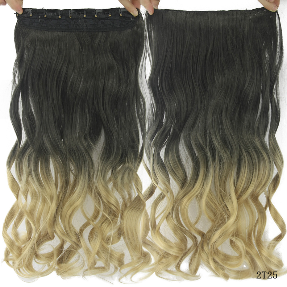 Soowee 60cm Lange Synthetische Haar Clip In Hair Extension Hittebestendige Haarstukje Natuurlijke Golvend Haar Stuk: 2T25