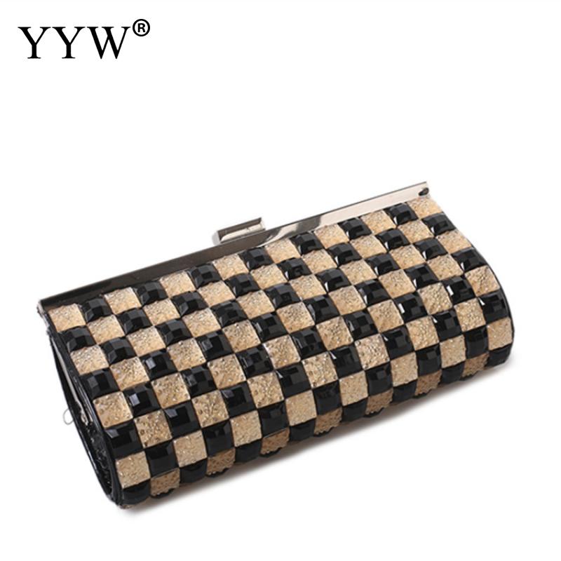 Lucky portátil moda embraiagens com strass xadrez bloqueio fecho sacos festa de noite sacos de casamento bolsas mini bolsa: 6