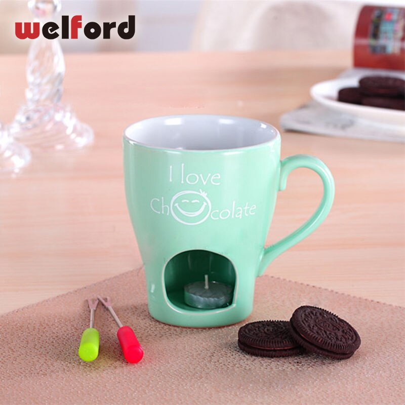 Juego de tazas de cerámica para fondue de chocolate, portavelas de porcelana, recipiente para derretir salsa, calentador de bufé, fuente de queso, fabricante de helados: 08