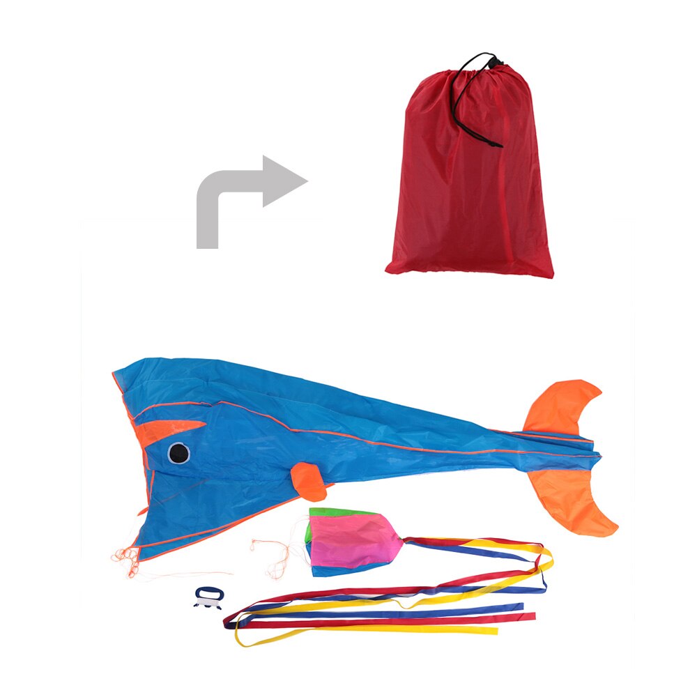 3D Enorme Soft Parafoil Giant Dolphin Blue Kite + 30M Handvat Lijn Outdoor Sport Makkelijk te Vliegen Frameloze Outdoor sport Strand Outdoor