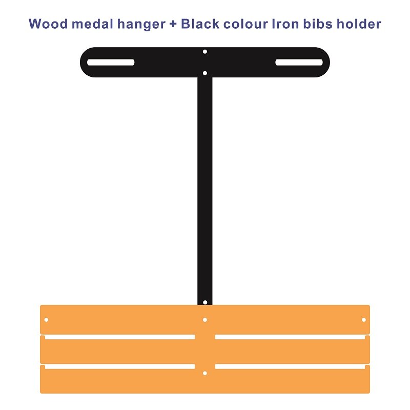 Marathon Number Bib and Medal Hanger: 2 Bar Wood and T