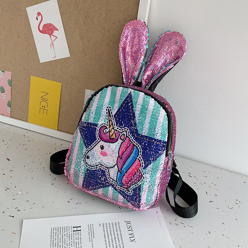 Variable farbe Pailletten Einhorn Rucksack mädchen holographische schule tasche glänzende student kleine rucksack kinder daypack Mochila: 2