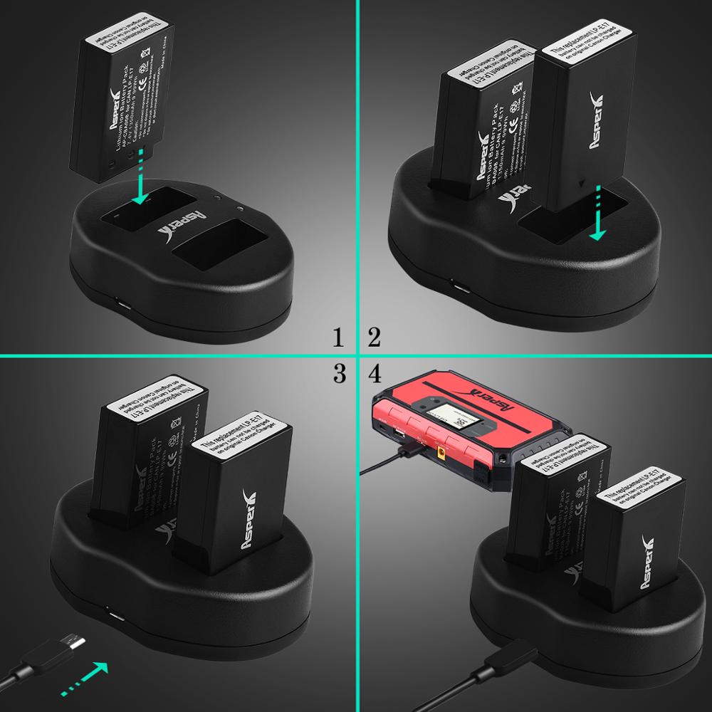 LP-E17 LPE17 LP E17 baterías de la Cámara + cargador Dual USB para Canon EOS M3 M5 M6 rebelde T6i T6s T7i 750D 760D 200D 8000D beso X8i