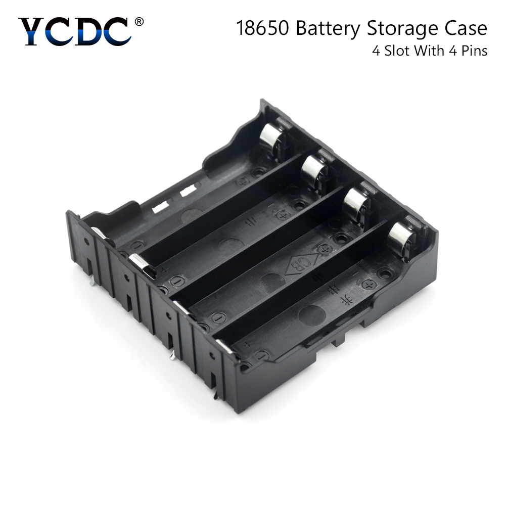 18650 Batterij Clip Opslag Geval Houder Container Met Hard Pins Voor 1/2/3/4x18650 batterijen 1X 2X 3X 4X Slots Plastic Case: 4x slots