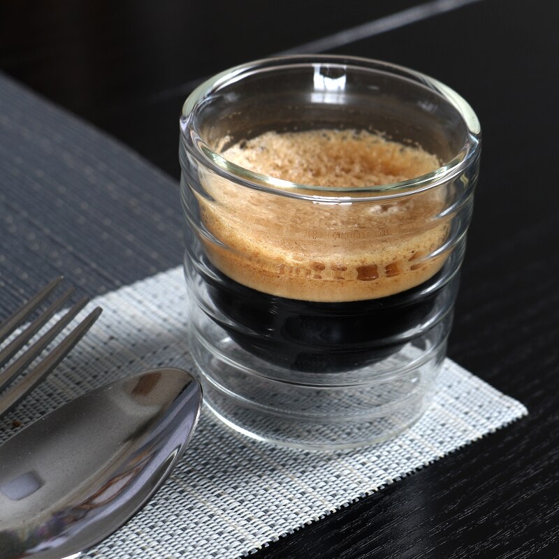 Ensemble de 2 tasses à café à double paroi de 150ml | Isolées et résistantes à la chaleur, ensemble pour expresso latte tasse de boissons à café de 5.1oz