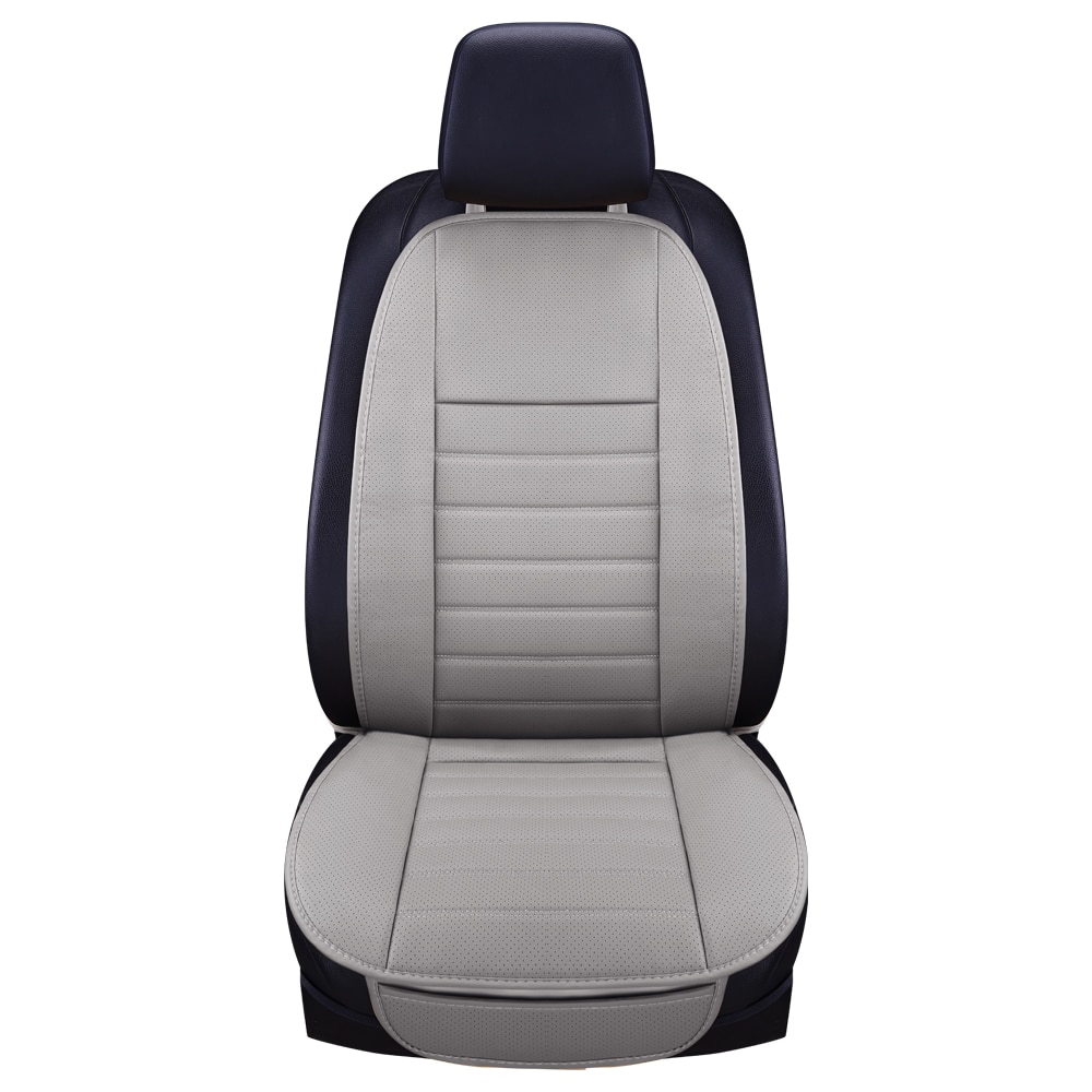 Aiyomo almofada para assento de carro, de couro pu, luxuosa, para a maioria dos carros, com encosto fino, 1 peça, 3 cores, não-capa de assento de carro silp
