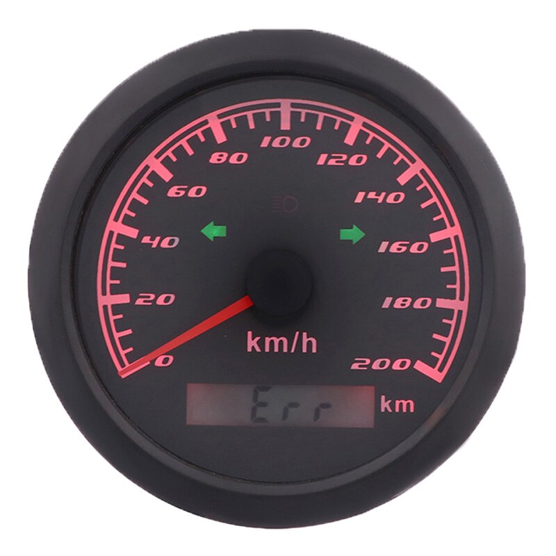 85MM Speedometer Gauge 120 km/h 200 km/h Car Boat Speed Meter With Left Right High Beam Indicator Lights Without GPS Antenna: 200 KMH