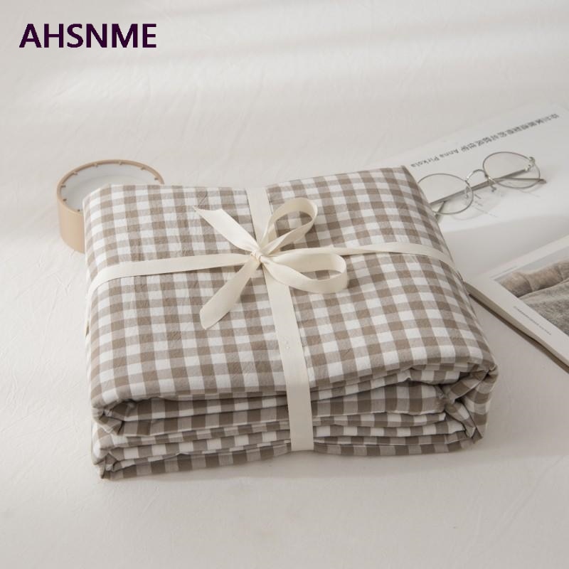 AHSNME-sábanas de algodón para ropa de cama súper suave, Sábana bajera Simple de rejilla de café fresca de verano, 90x20 0/120x20 0/180x200cm