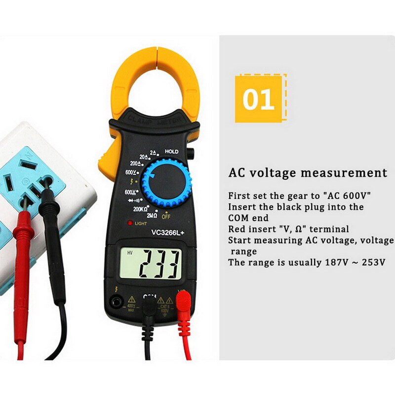 Digital Current Clamp Ammeter AC DC Voltmeter Tester VC3266+ Electrical Multimeter Clamp FireWire Identify meter Clamp
