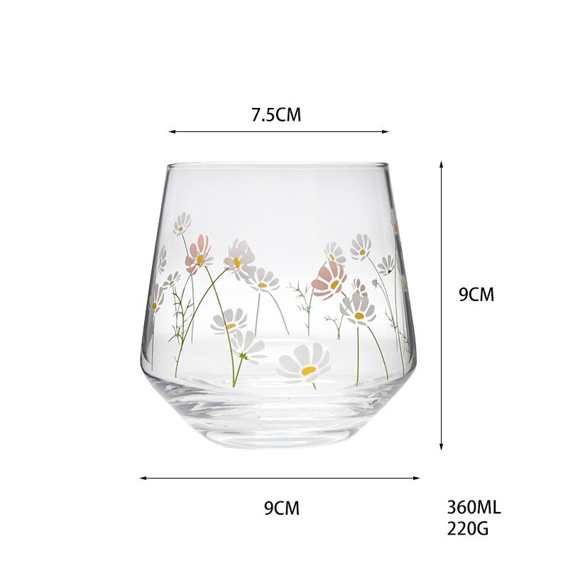 390ml japan og sør-korea håndmalt tulipan blomst glass kopp husholdning varmebestandig drikkekopp stor mage mousse kopp: Liten tusenfryd