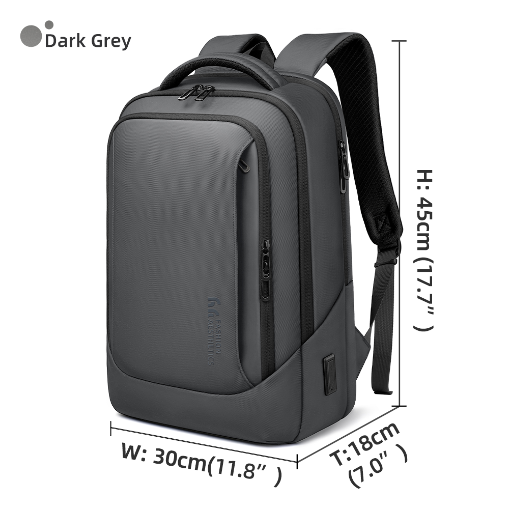 Mochila de negocios HK, bolso multifuncional para ordenador portátil de 15,6 "para hombre, mochilas de viaje de gran capacidad, mochilas escolares impermeables, mochila de trabajo: Gris oscuro