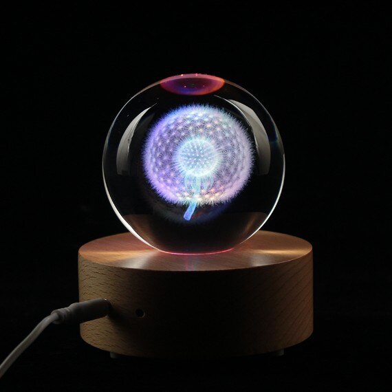 Base de Luz Led de madera para bolas y cubos de cristal, coloridas, de lujo, 100mm: ball with base