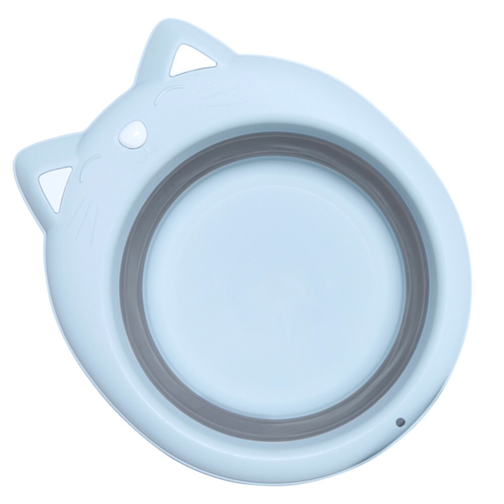 Lavabo Portable pliable en forme de chat, 1 pièce, Adorable lavabo pliant en forme de chat, dessin animé: Sky-blue